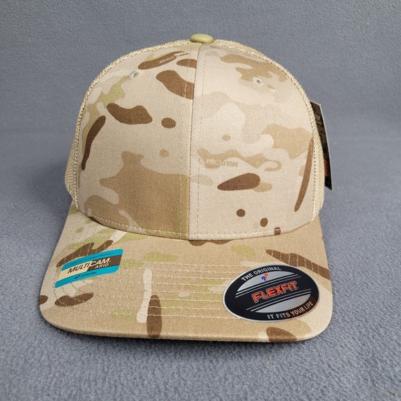 Flexfit by Yupoong Multicam Trucker Mesh Cap 6511MC - Arid Camo Tan Hat NWT - Picture 1 of 9